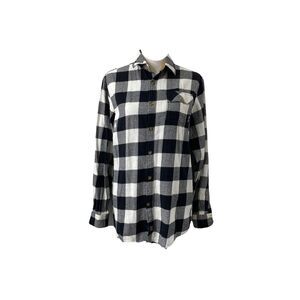 Yee Yee Men’s Shirt Black and White Plaid  Button-Front Long Sleeve Size Medium